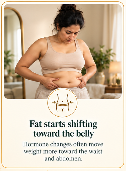 Woman noticing a change around her waist